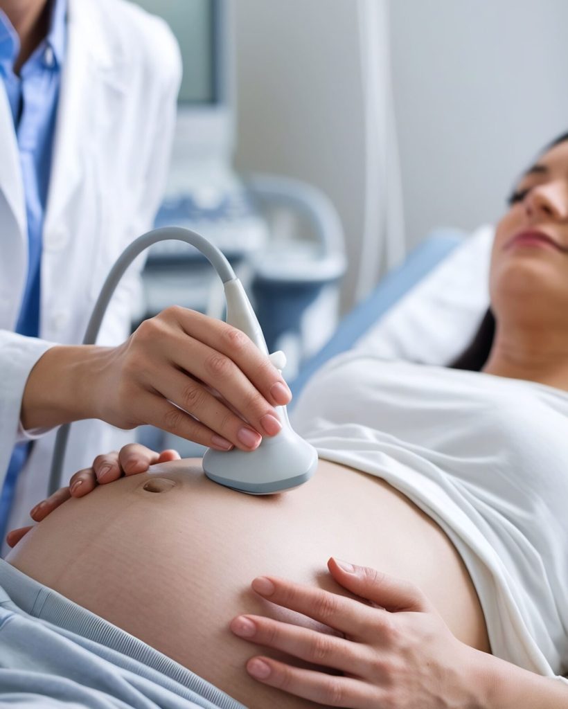 hospital-close-up-shot-doctor-does-ultrasound-sonogram-procedure-pregnant-wom
